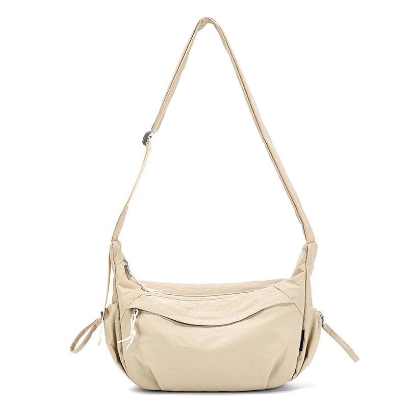 

Multi-Pocket Solid Color Nyl Youth Crossbody Bags Casual Sports Travel Bag Large Capacity Lightweight Shoulder Bags бежевый