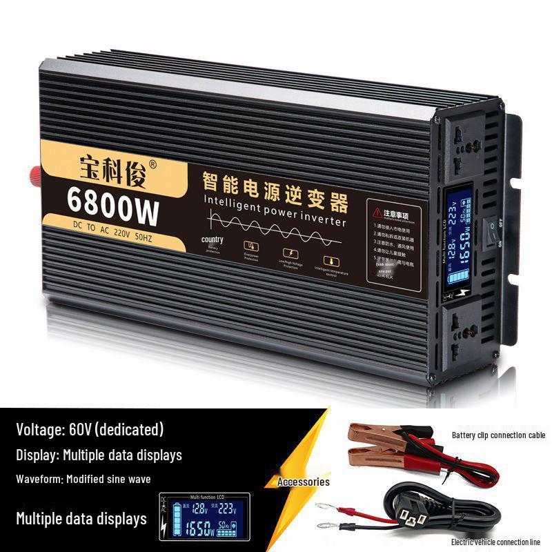 High-Power Pure Sine Wave Car Inverter: 12V/24V to 220V for Vehicle and Household Battery Conversion