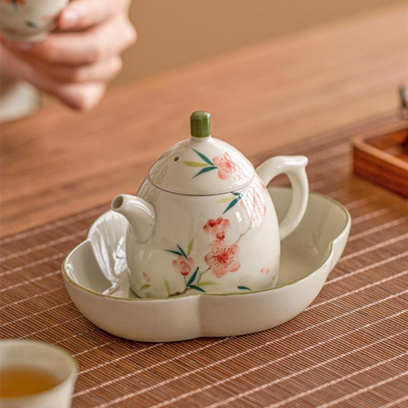 Teiera in Ceramica Cinese da 90ml Filtro a Sfera Fatto a Mano Teiera con Fiori di Pesco Infusore da Tè Bellezza Bollitore Set da Tè in Porcellana Articoli per il Tè