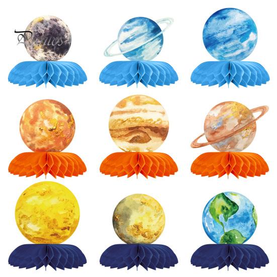 

9 шт. Планета в форме сот, центральные украшения для стола в стиле космической солнечной системы, бумажные соты для дня рождения детей 9pcs