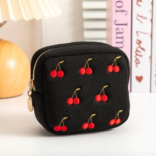 Small Travel Storage Pouch Mini Portable Lipstick Makeup Bag Cute Cherry Coin Purse for Jewelry Sanitary Napkin Holder Case