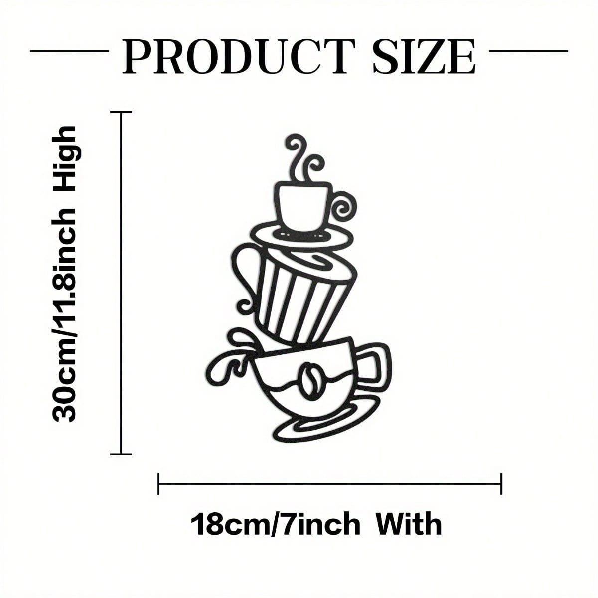 

Metal Wall Art Coffee Cup Durable Decor Home Kitchen Gift Hanging Accessory 18x30