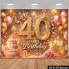 Sfondo 2D Lussuoso Oro per Festa di 40° Compleanno con Palloncini Banner Fotografico