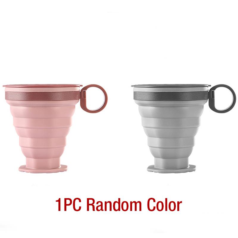 

Портативная силиконовая выдвижная складная чашка для улицы с крышкой, чашка для кофе, кемпинга, пикника, пешего туризма, мини-стекло для воды, посуда для напитков, 1 шт.