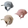 Rural Style Triangle Headscarf Hat Plaid Strappy Bandana Cap Retro Headscarf Baseball Hat  Travel