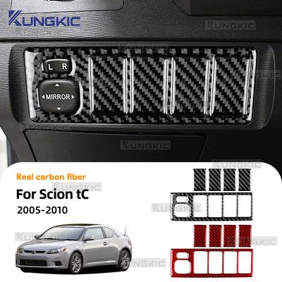 For Scion tC 2005 2006 2007 2008 2009 2010 Real Soft Carbon Fiber Sticker LHD Car Headlight Switch Interior Trim Fame