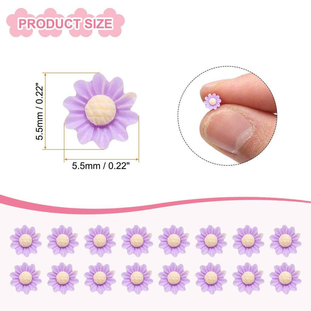 CoCud Mini Resin Flowers, 0.22" Diameter, Purple, for Miniature Dollhouse Decorations (Uses: Nail Art, Fairy Garden, Dollhouse DIY Crafts,