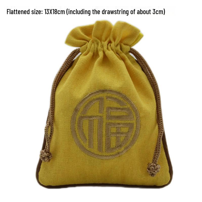 "Extra Large Embroidered Linen Drawstring Bag for Storage and Gifting"