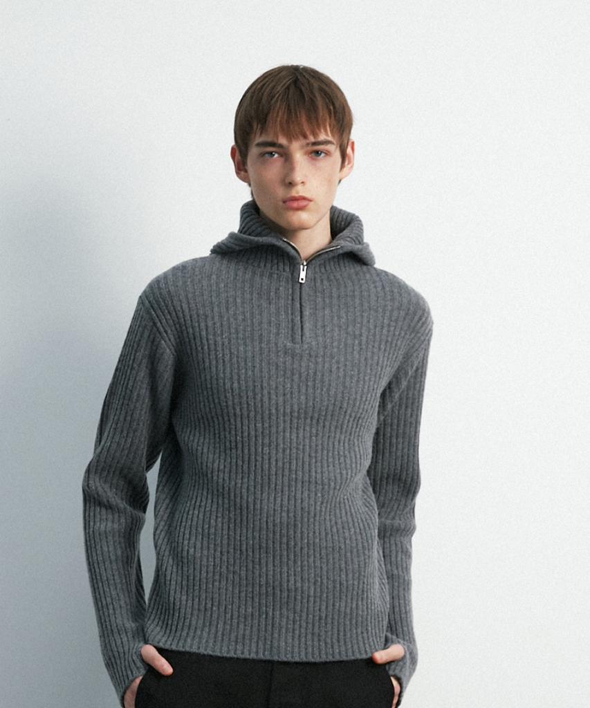 MOONSUN Unisex, Balaclava Knit Top / Gray