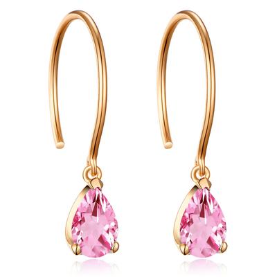 Agvana White Day Retur K18 Lyserød Guld Øreringe Turmalin Oktober Fødselssten 18K Krogøreringe Hængende Tilbehør Jubilæum Fødselsdag Jul