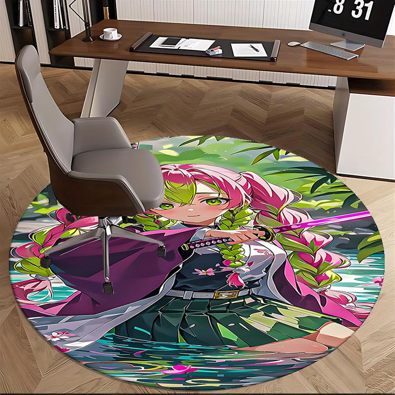 

Anime Character Round Chair Mat - Fantasy Girl with Sword Decorative Rug for Home Office Living Room Bedroom Gift0426b 80cm by 80cm
