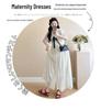2026 Summer College Style French White Doll Collar Maternity Long Dress - Age-Reducing, Loose, and Slimming Fit