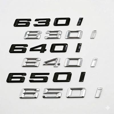 3D Hochglanz Schwarz Chrom 630i 640i 650i Heckklappen Emblem Buchstaben Abzeichen Aufkleber für 6er Reihe E63 F06 F12 Auto Styling Zubehör