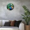 Peacock Metal Wall Art Round Home Decor Aluminum Sign
