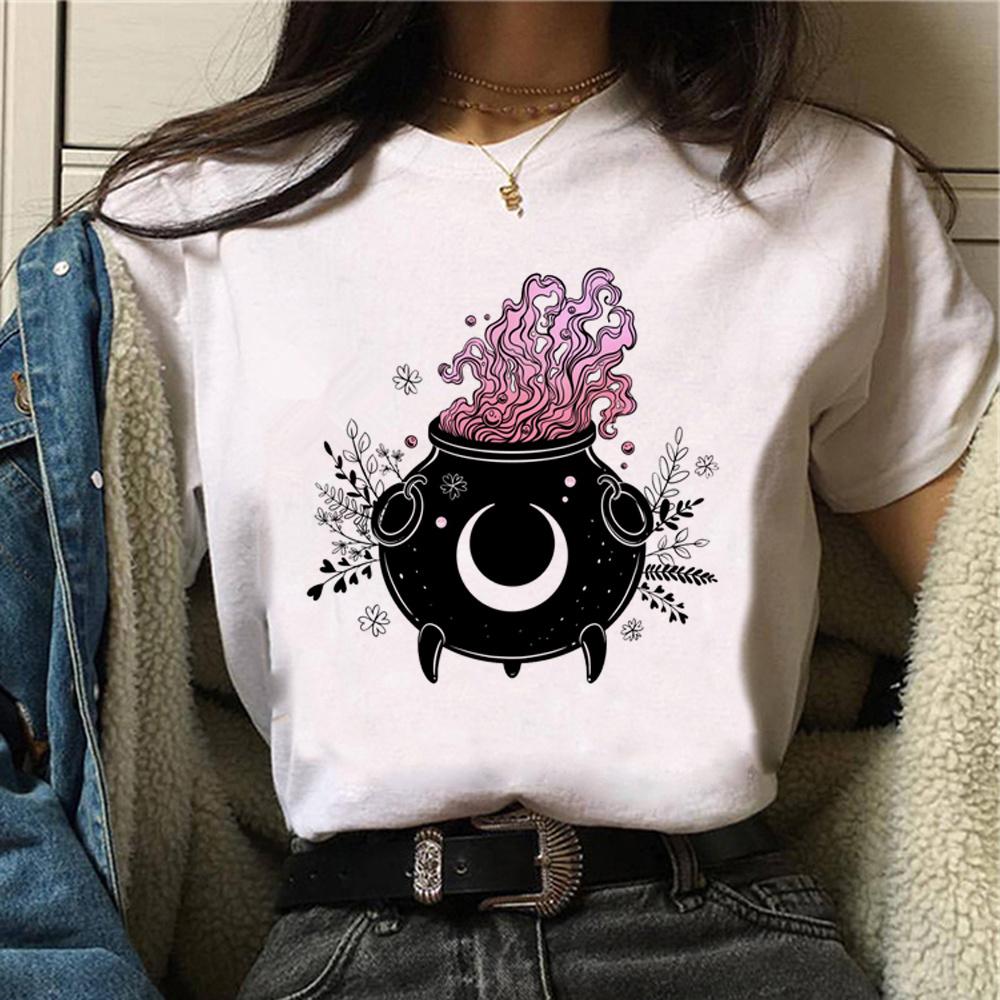 Witch Triple Moon Gothic Sun Top Women Harajuku T-shirts Girl Graphic Harajuku 2000s Clothing Graphic T Shirts Fashion  Y2K Top