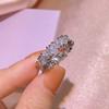 Sterling Silver Creative Simple Triangle Stitching Single Row White Zircon Ring Ladies Party Birthday Wedding Jewelry Gift