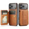 Phone Case for iPhone 18 Pro Max 17 Air 16e 17e 16 Plus 15 Pro 14 13 12 11 WristBand Card Holder Bracket Magnetic Leather Cover