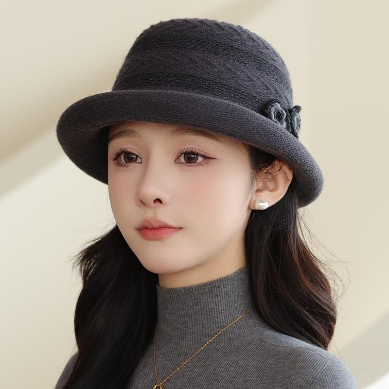 Hat Women's Autumn and Winter Woolen Top Hat Thickened Cloth Basin Hat Casual Bucket Hat