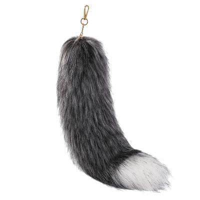 Qiubaoll Fox Tail Keychain, Cute Bag Charm, Fluffy, Gift, Halloween, Cosplay (Gray)