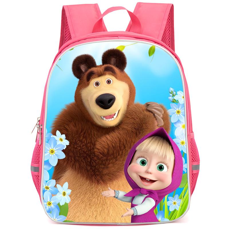 Masha And Bear School Bag Elementary School Cartoon High Definition Printing Large Capacity Zipper Oxford Lightweight Ridge Backpack