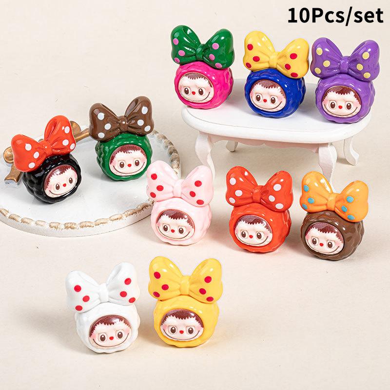 

2/10 шт. бант лабубу орнамент фигурка микро пейзаж настольное украшение салон автомобиля сделай сам брелок телефон цепочка 10Pcs/set
