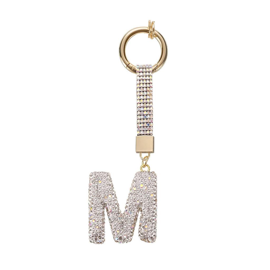 Personalized Alphabet Keychain with Sparkling Rhinestones Durable Alloy Jewelry Accessory for Fashionable Daily Use