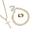 European Style Cross Ring Necklace and Bracelet Set: Unisex Simple Sweater Chain Accessories