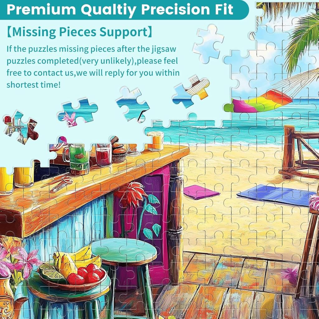 Puzzle 500 elementów dla dorosłych, Puzzle wakacyjne, Puzzle z motelem nad morzem 500 elementów Impreza urodzinowa dla rodziny, dzieci i dorosłych Zabawne puzzle, Zabawa i