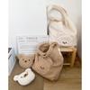 Cute Bear Faux Lamb Wool Women's Shoulder Bag Fall Winter Large Capacity Female Tote Bag Carto Embroidery Ladies Messenger Bag