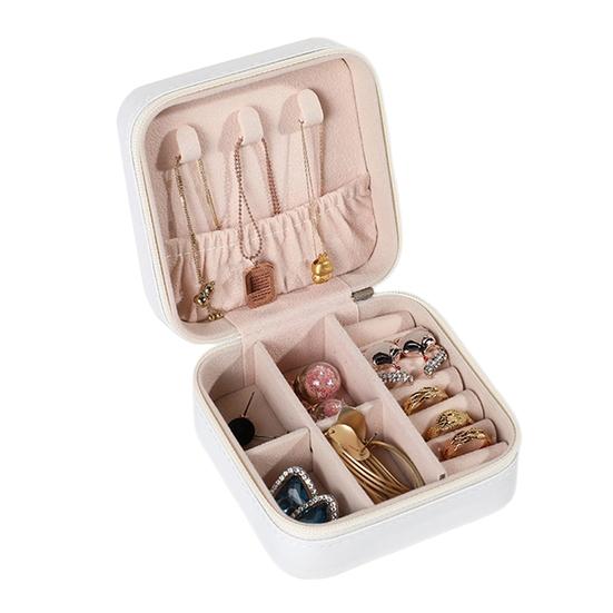 Jewelry?Box Solid Color Organization Flannel Zipper Closure Jewelry?Organizer?Tray for Bedroom