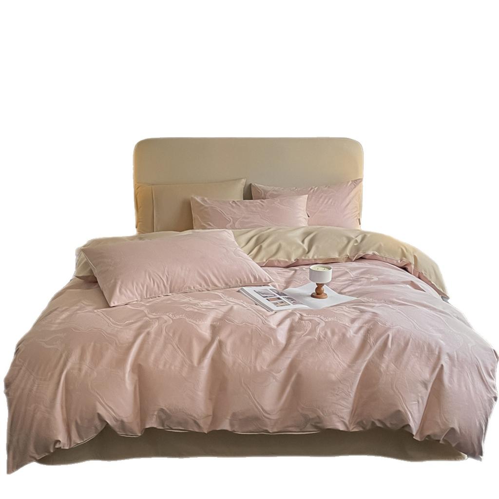 Nordic Style Light Luxury Pure Cotton Abraded Four-piece Set of Long-staple Cotton Warm Solid Color Cotton Bedding