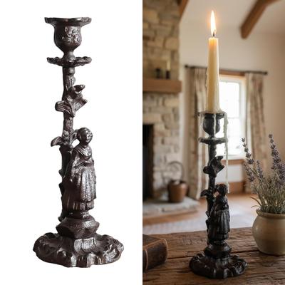 Cast Iron Candle Holder Table Centerpiece Ornament, Farmhouse Taper Candlestick, Tapered