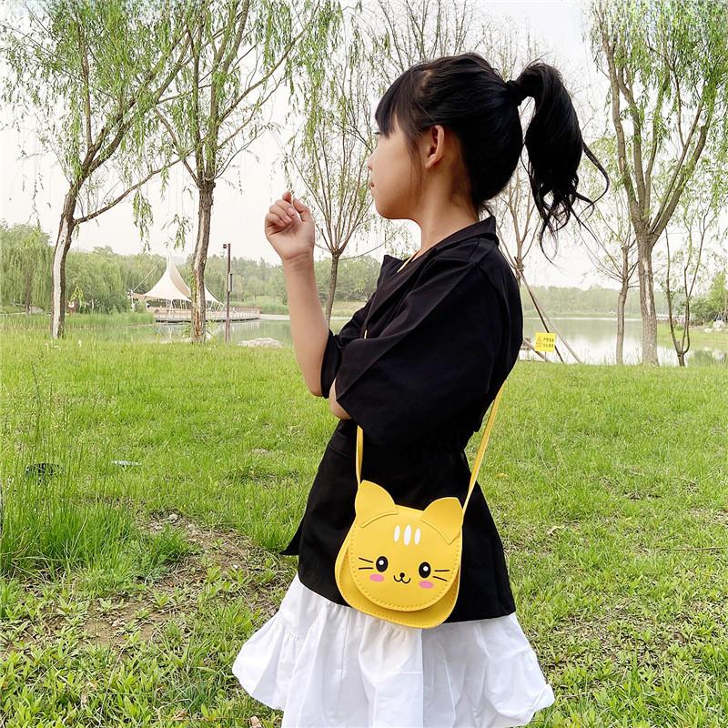 Bag Cat Shoulder Childrens Cartoon Animal Bag Zipper Design Made Of Material Pu