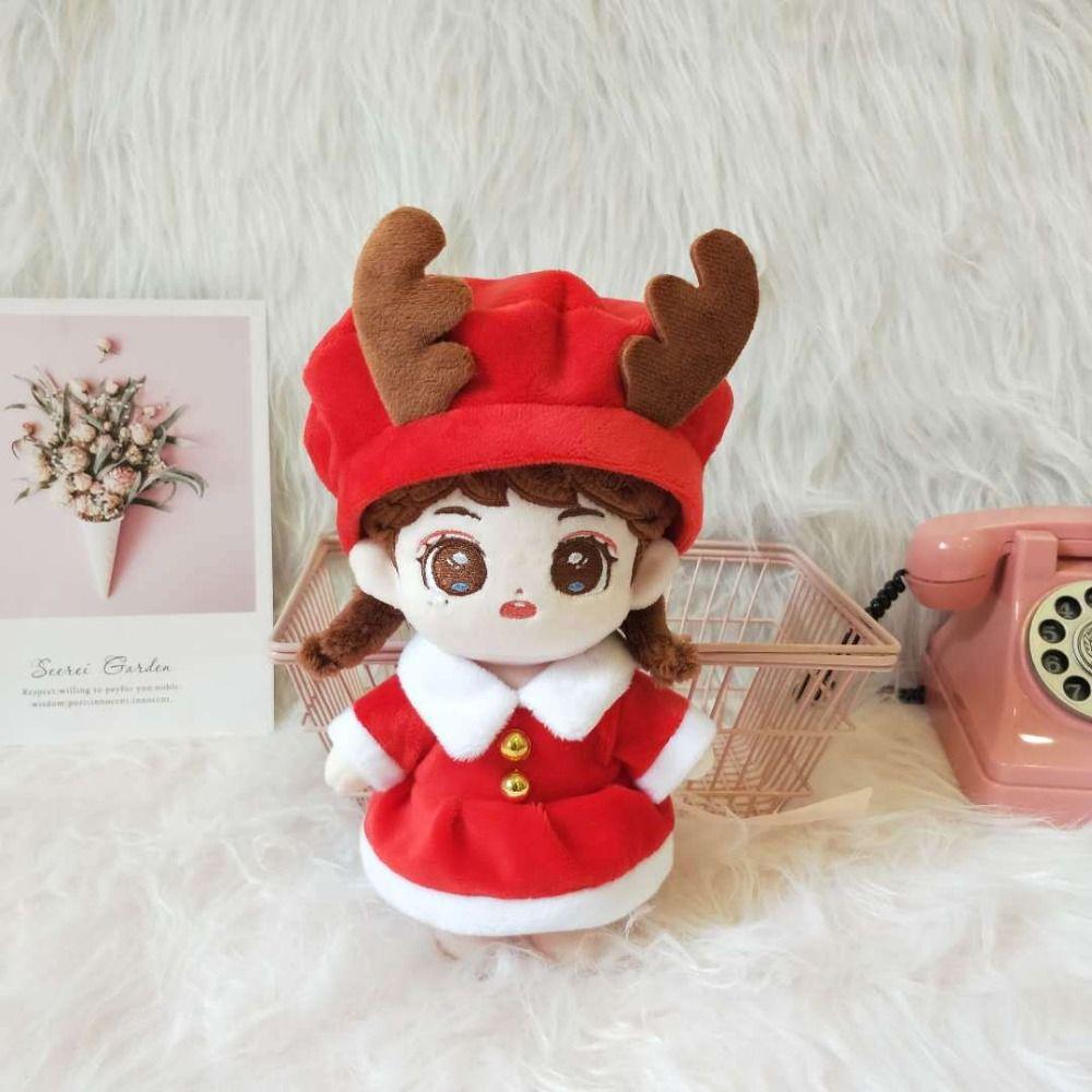 Plush Stuffed Santa Claus Cotton Doll Dress Reindeer 20CM Doll Plush Toys Clothing  Girls