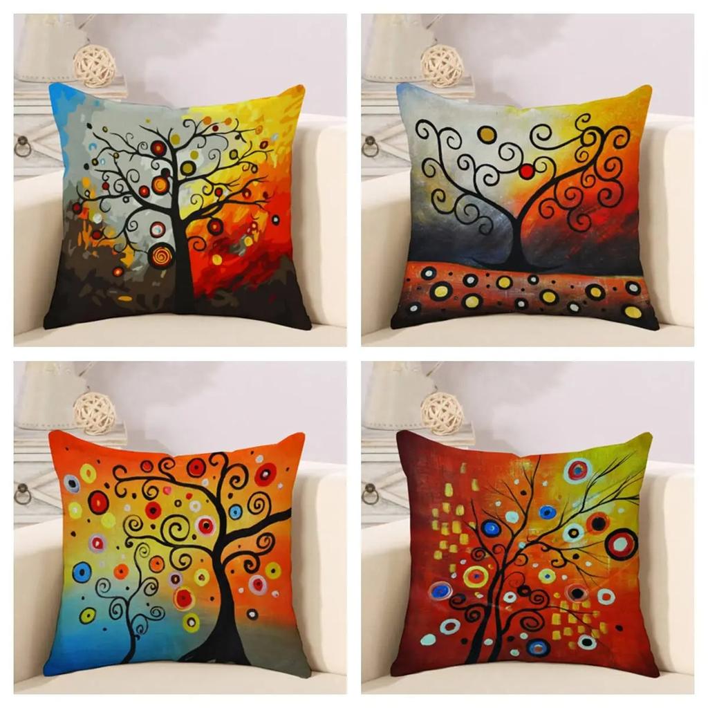 Office Living Room Home Pillowcase Colorful Background Fantasy Tree Pillowcase Car Ornaments
