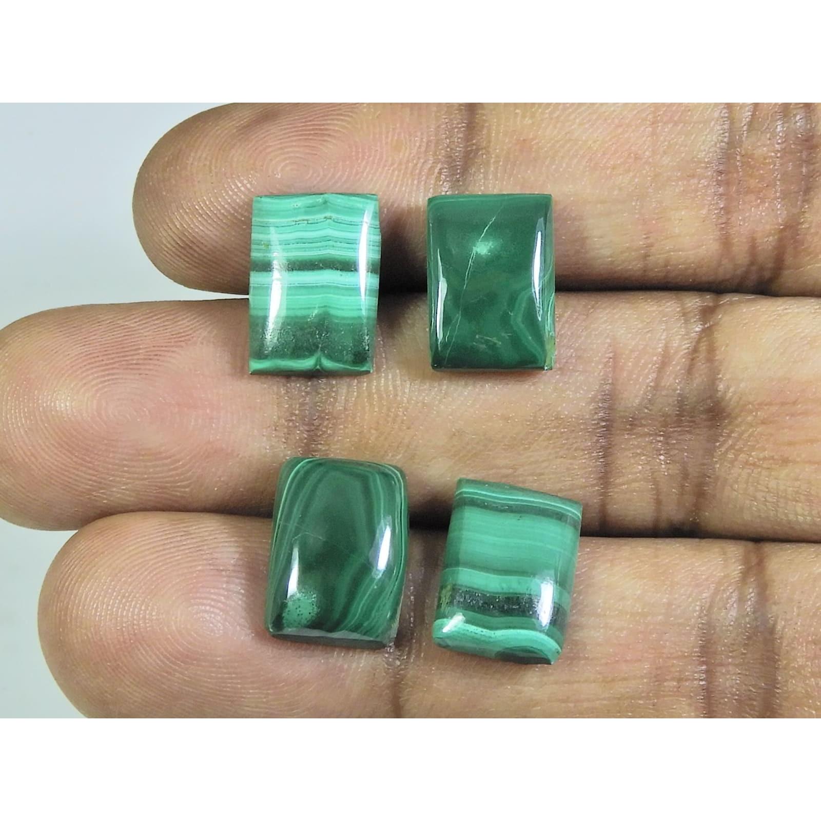 

9X13ММ Натуральный Зеленый Малахит Кабошон Свободный Драгоценный Камень Лот 4 Шт 29 Карат. А-576