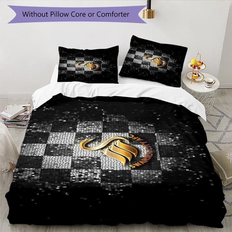 Set Copripiumino con Stampa Swansea City A.F.C. – include 1 copripiumino e 2 federe coordinate Arredo camera da letto Regali di Natale