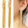Kvinnor Big Long Chain Örhängen Fancy Golden Tofs Kedjor Ear Charm Stud örhängen
