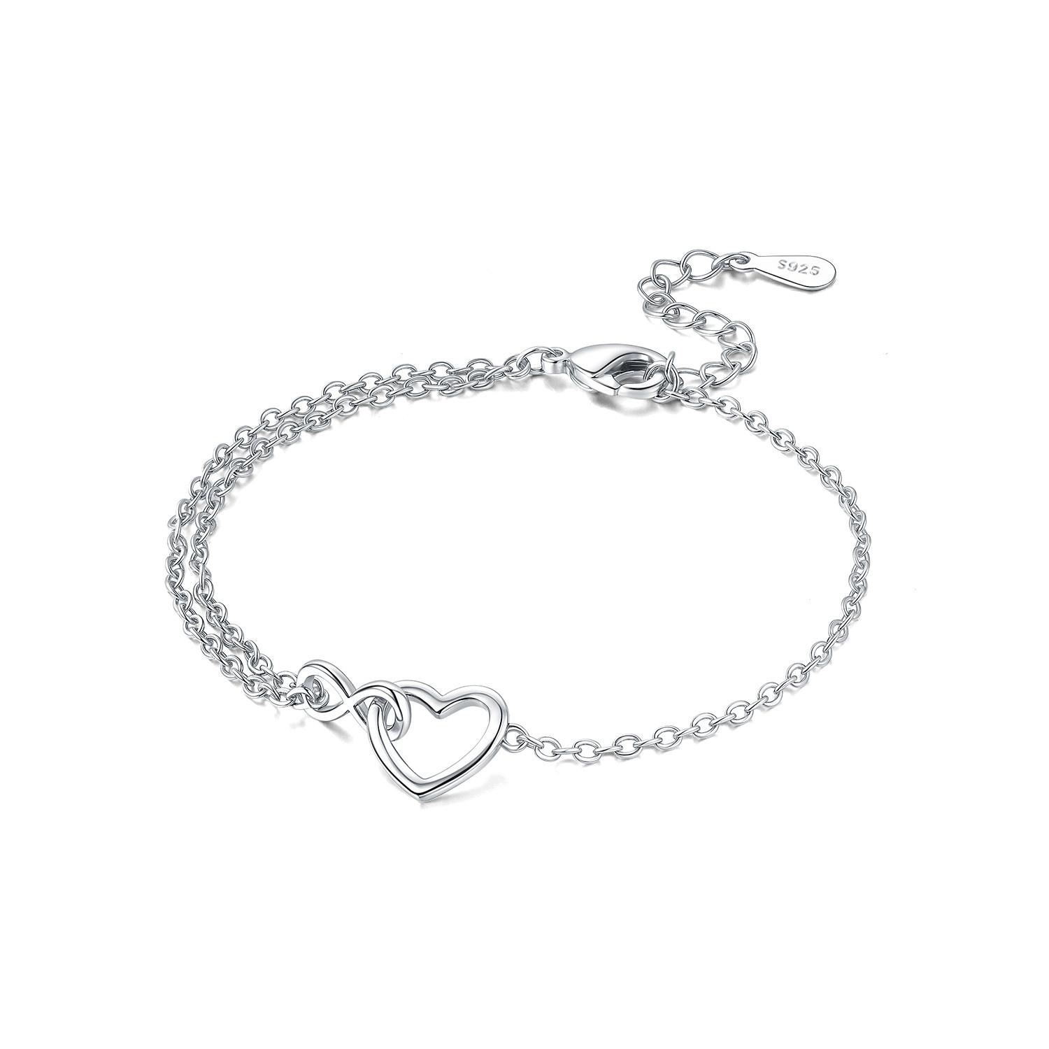 

S925 Silver Simple Asymmetric Infinite Love Bracelet Chain Link Women Bracelet Jewelry Trendy Anniversary Gift