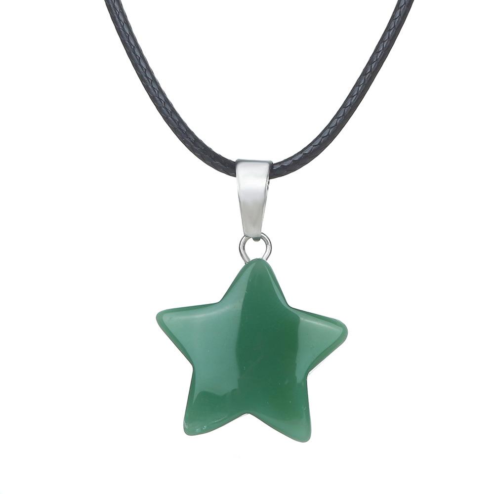Natural stone star pendant, Xiuyu, blue patterned stone, pentagram necklace, jewelry