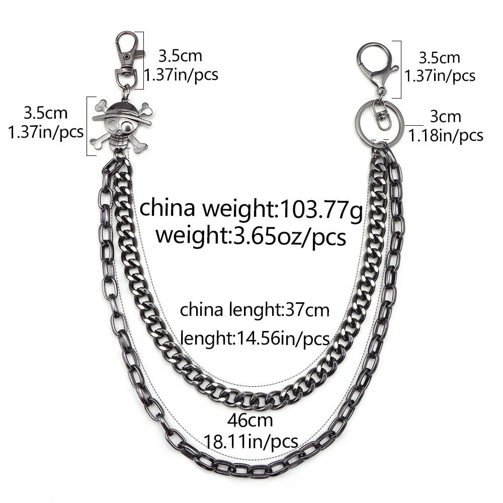 Pirate Skull Metal Waist Chain With Double Layer Chains For Men And Women