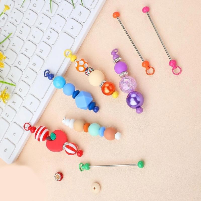 Colorful Beaded Keychain Set Metal Keyring Jewellery Making Personalize Your Style Craft Bead Keychains Christmas Gift