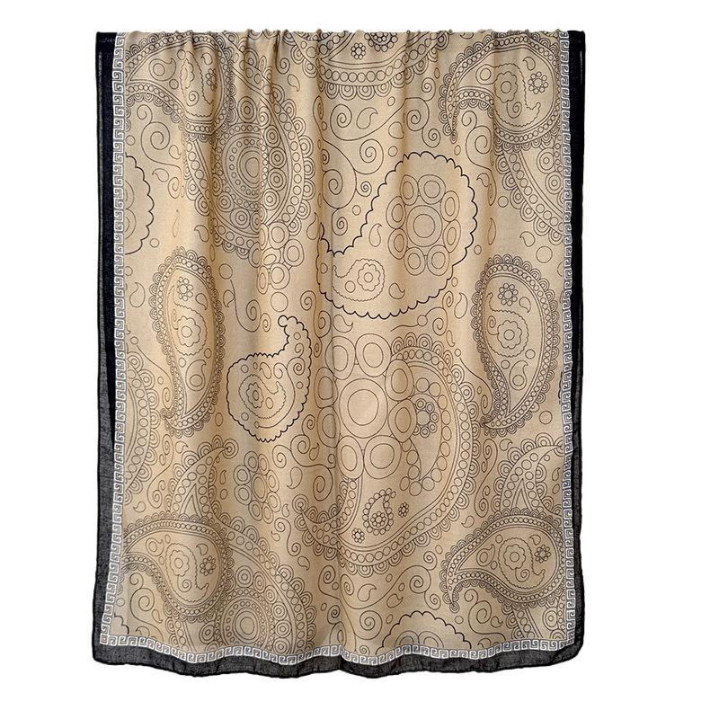 Retro cashew flower printing personalized scarf women's fashionable temperament travel decoration with cotton and linen long towel