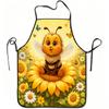 1pc Cute Bee And Sunflower Print Apron, Durable And Easy To Clean, Adjustable Waistband, Polyester Material, for Kitchen Cooking, Gardening, Orchard P