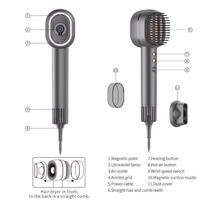 Factory-Source Smart Hair Dryer High-Speed 1400W Silent Negative Ion Hair Dryer for Whole Family Babies USB Power Source