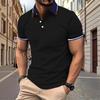 Men's Summer Casual Polo Shirt Short Sleeve Breathable Lightweight Soft Fabric Classic Fit Collared Button Placket