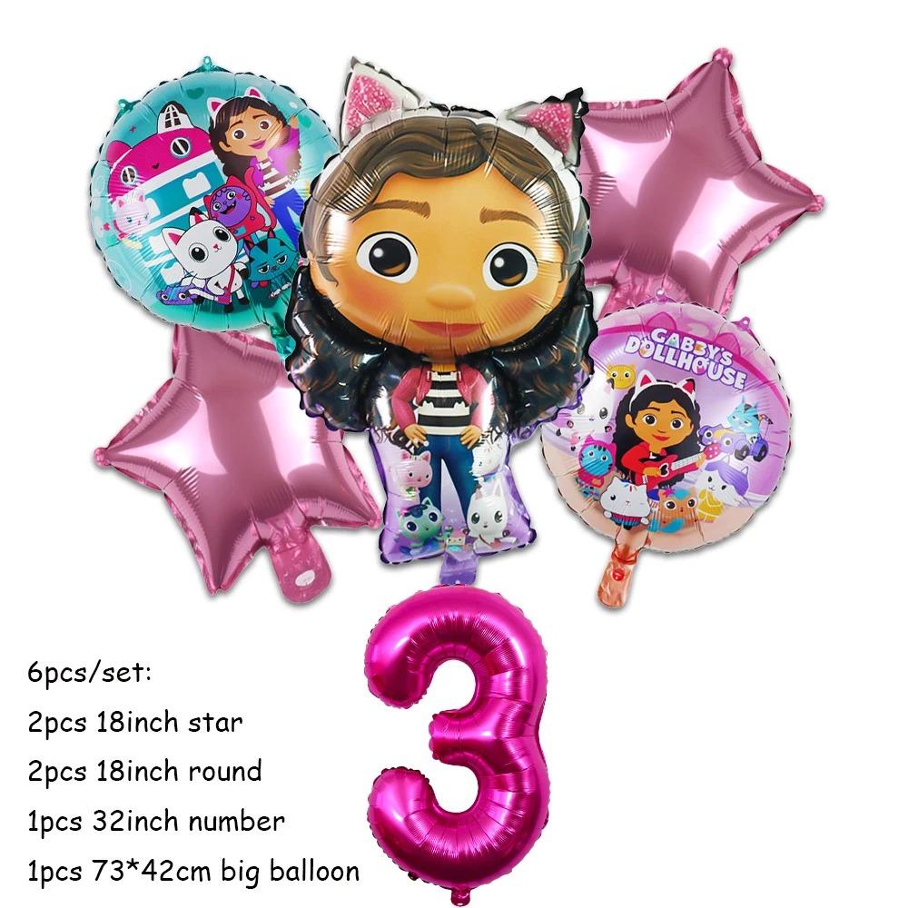 Pink Gabby House Birthday Party Decoration Banner Balloons Gabby Paper Cake Topper Plate Napkins Girl Party Decorations Supplies