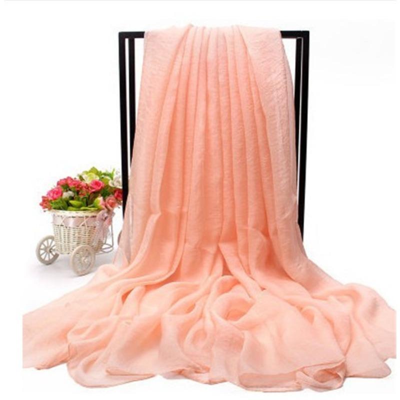 Extra Large Imitation Silk Scarf Solid Color Silk Scarf Seaside Beach Towel Long Spring and Autumn Women's Gauze Scarf Chiffon Scarf Women