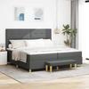 Boxspring Bed with Headboard Dark Gray 200 x 200 cm Fabric