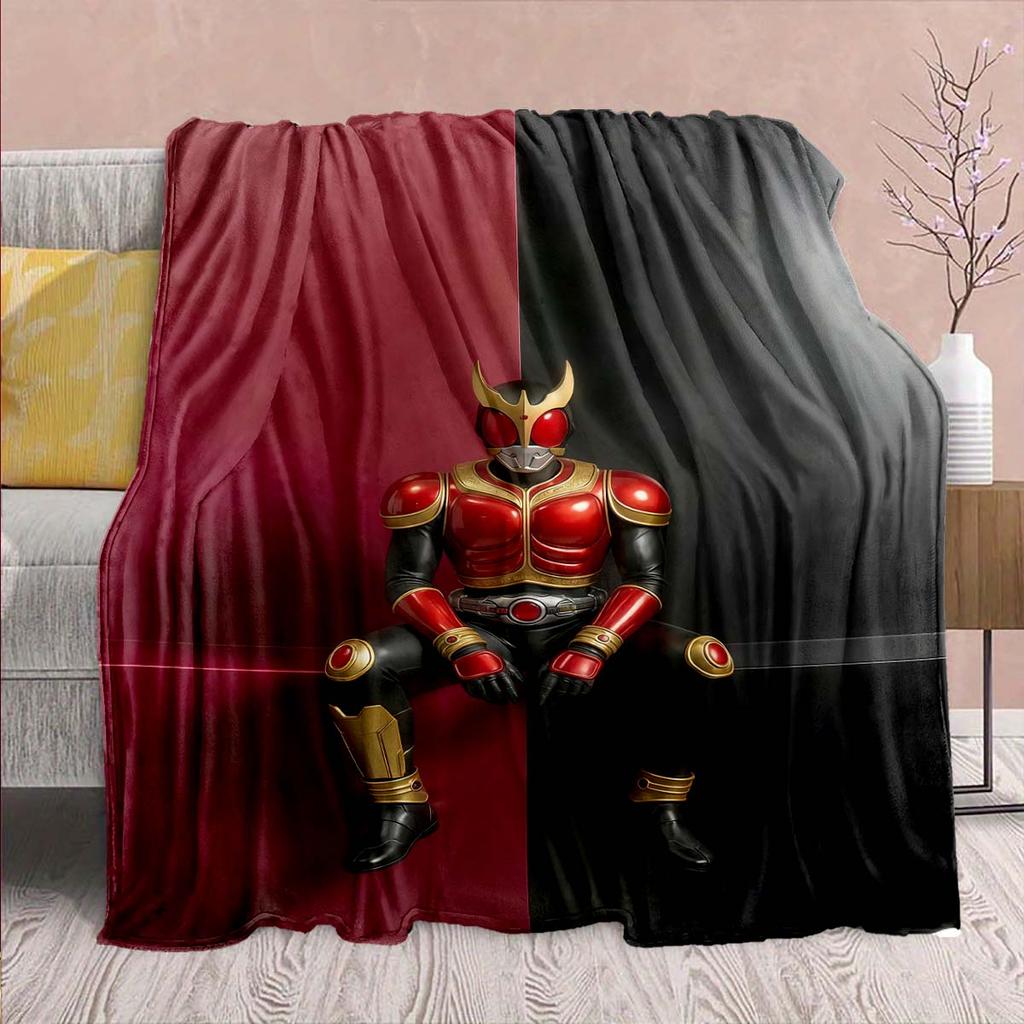 Kamen Rider Anime Flannel Blanket – Soft, Warm, Perfect for Sofas, Bedding, Camping, Travel, Office, and Home Decor – QJY